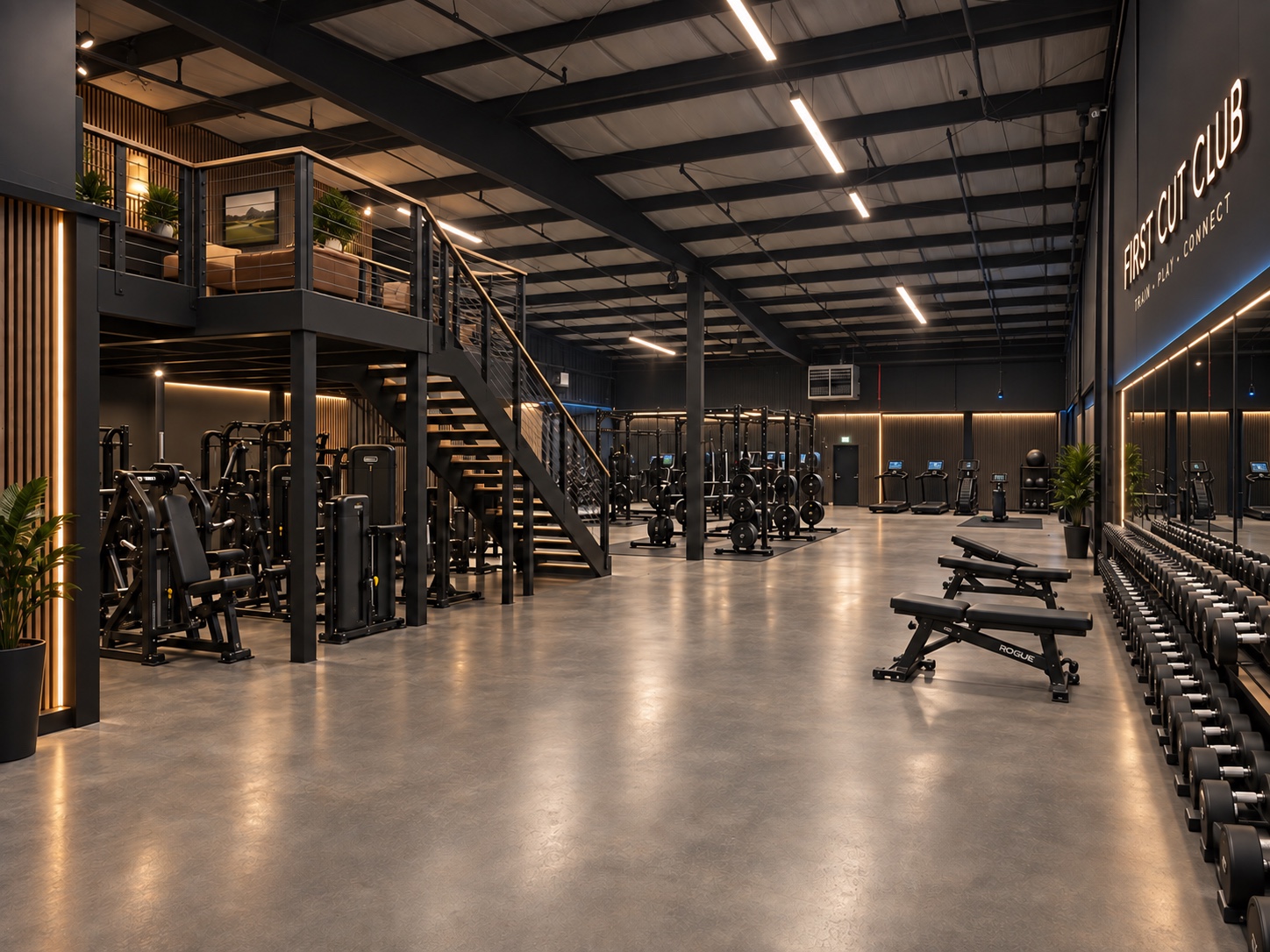 Architectural rendering of First Cut strength training floor